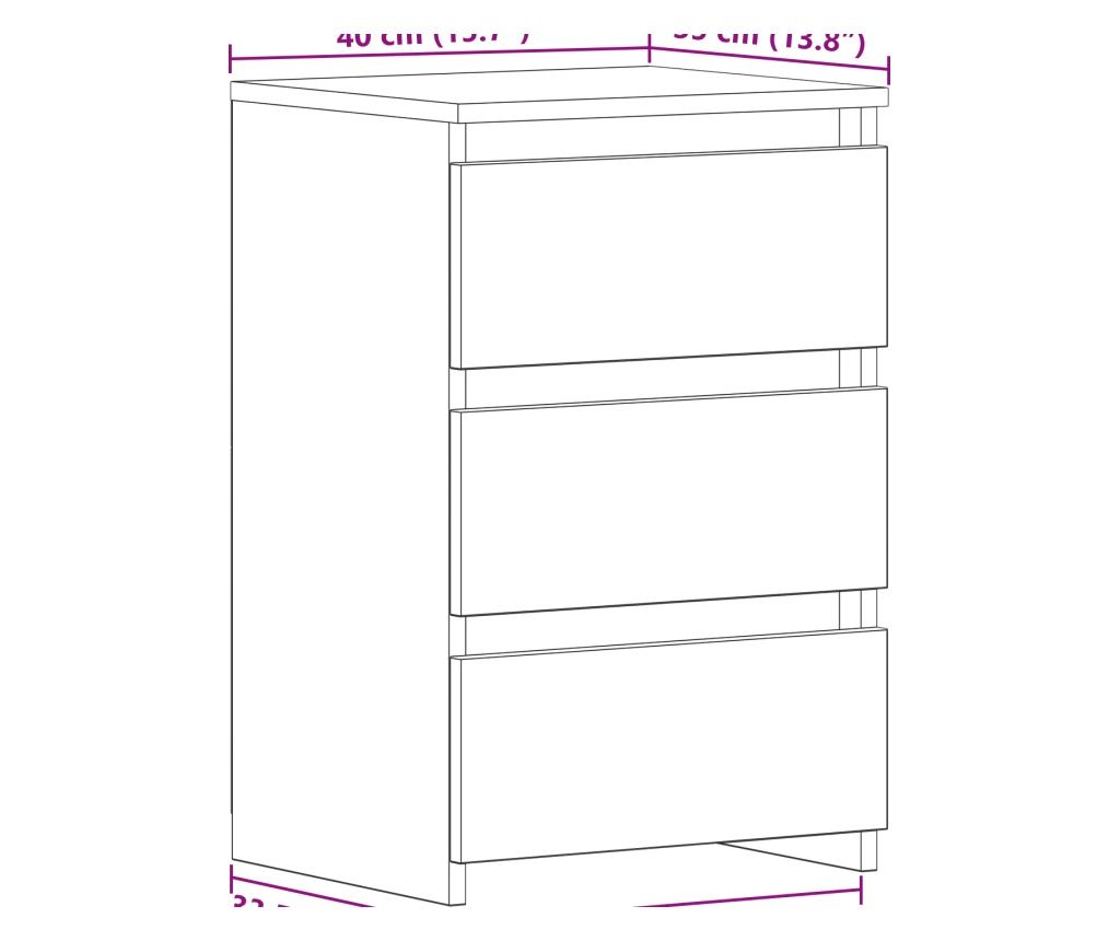 Noćni ormarić s ladicom 2 kom Crni hrast 40 x 35 x 62,5 cm - 13