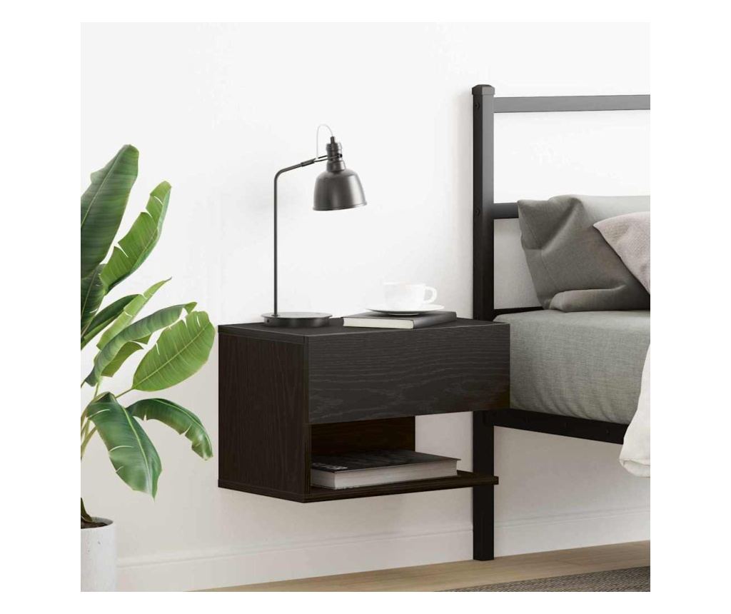 Crni ormarić za noćni ormarić od hrasta 46 X 29.5 X 30 cm od kompozitnog drveta - 2