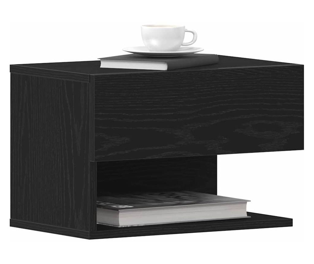 Noćni ormarić s ladicom 2 kom Crni hrast 46 x 29.5 x 30 cm - 3