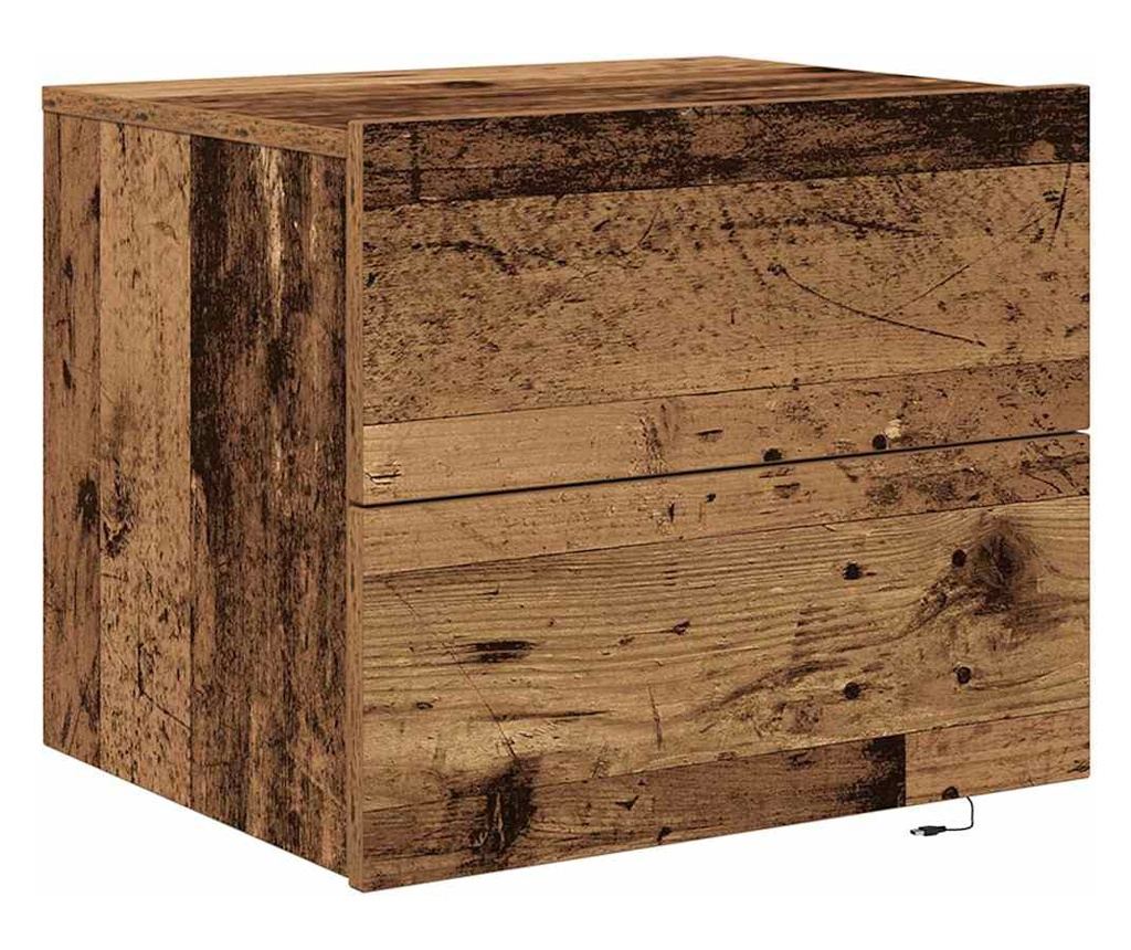 Plutajući Noćni Ormarić s Ladicom 2 Kom Staro Drvo 50 x 39 x 41 cm - 7
