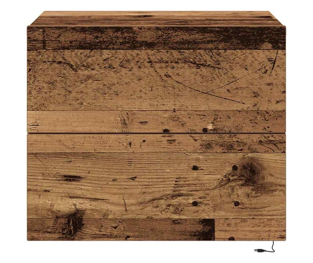 Plutajući Noćni Ormarić s Ladicom 2 Kom Staro Drvo 50 x 39 x 41 cm - 8