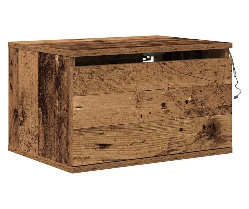 Plutajući noćni ormarić s ladicom (2 kom), staro drvo, 50 x 36 x 30 cm - 6