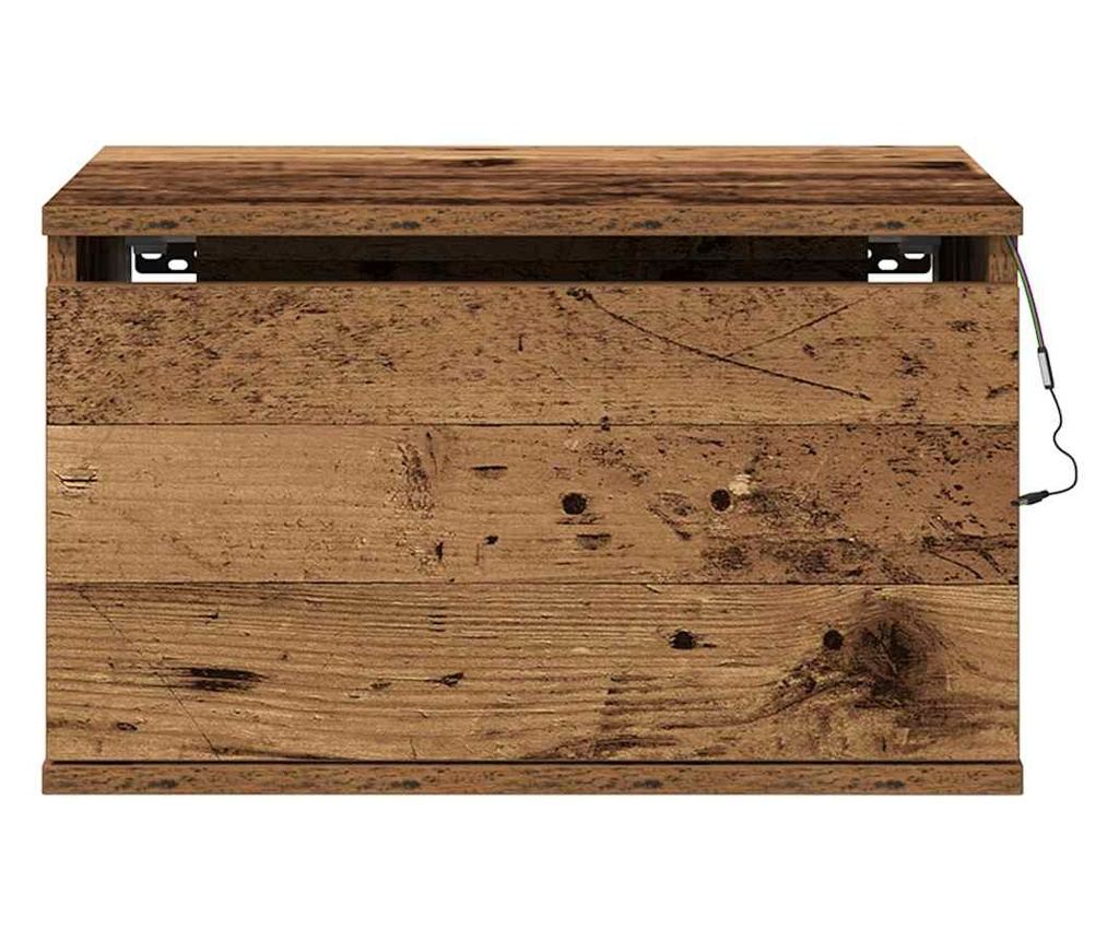 Plutajući noćni ormarić s ladicom (2 kom), staro drvo, 50 x 36 x 30 cm - 8