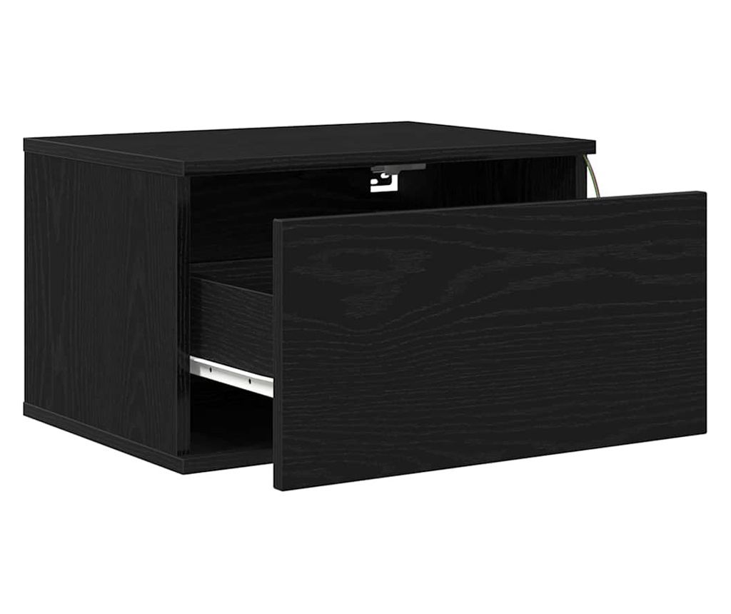 Crni hrast plutajući noćni ormarić 50 x 36 x 30 cm kompozitno drvo - 9
