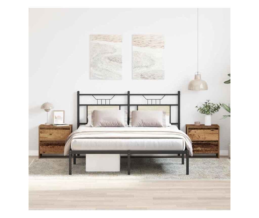 Noćni ormarić s ladicom 2 kom staro drvo 45 x 34 x 44,5 cm - 2