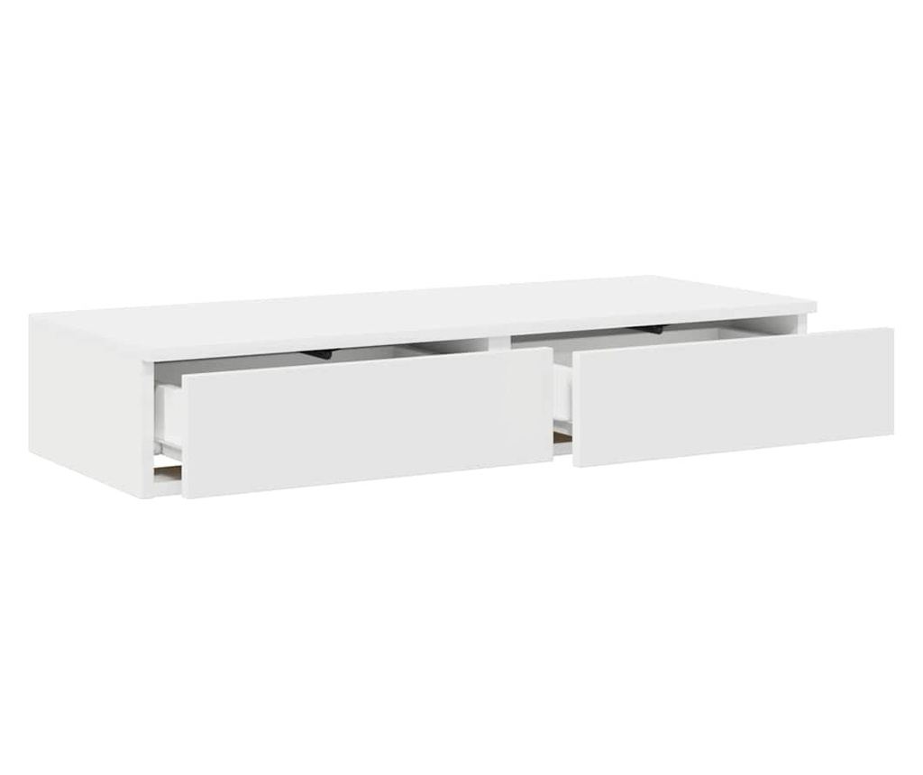 Bijeli noćni ormarić s ladicom - 100 x 36.5 x 16.5 cm, kompozitno drvo - 5