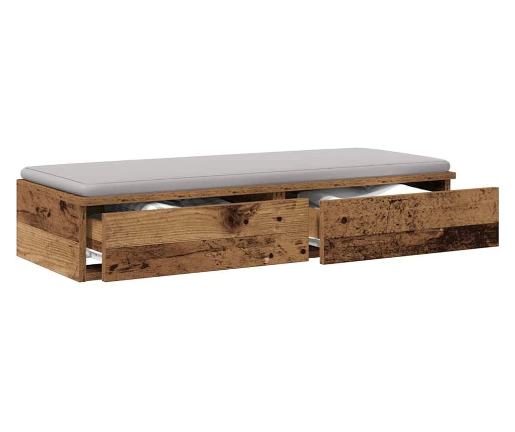 Noćni ormarić s ladicom - Staro drvo - 90 x 36.5 x 16.5 cm - Kompozitno drvo - 3