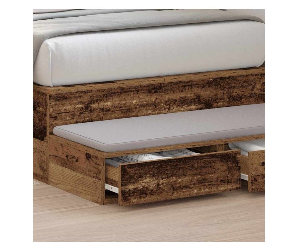 Noćni ormarić s ladicom - Staro drvo - 90 x 36.5 x 16.5 cm - Kompozitno drvo - 4