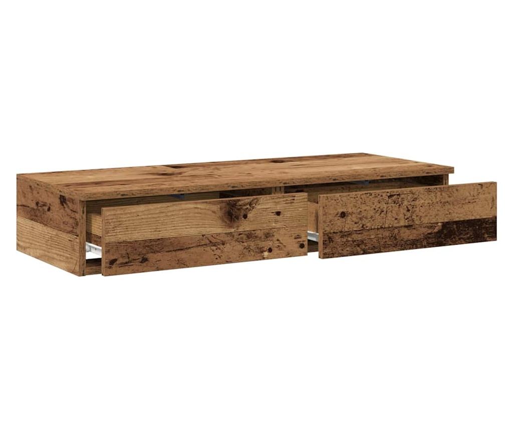 Noćni ormarić s ladicom - Staro drvo - 90 x 36.5 x 16.5 cm - Kompozitno drvo - 5