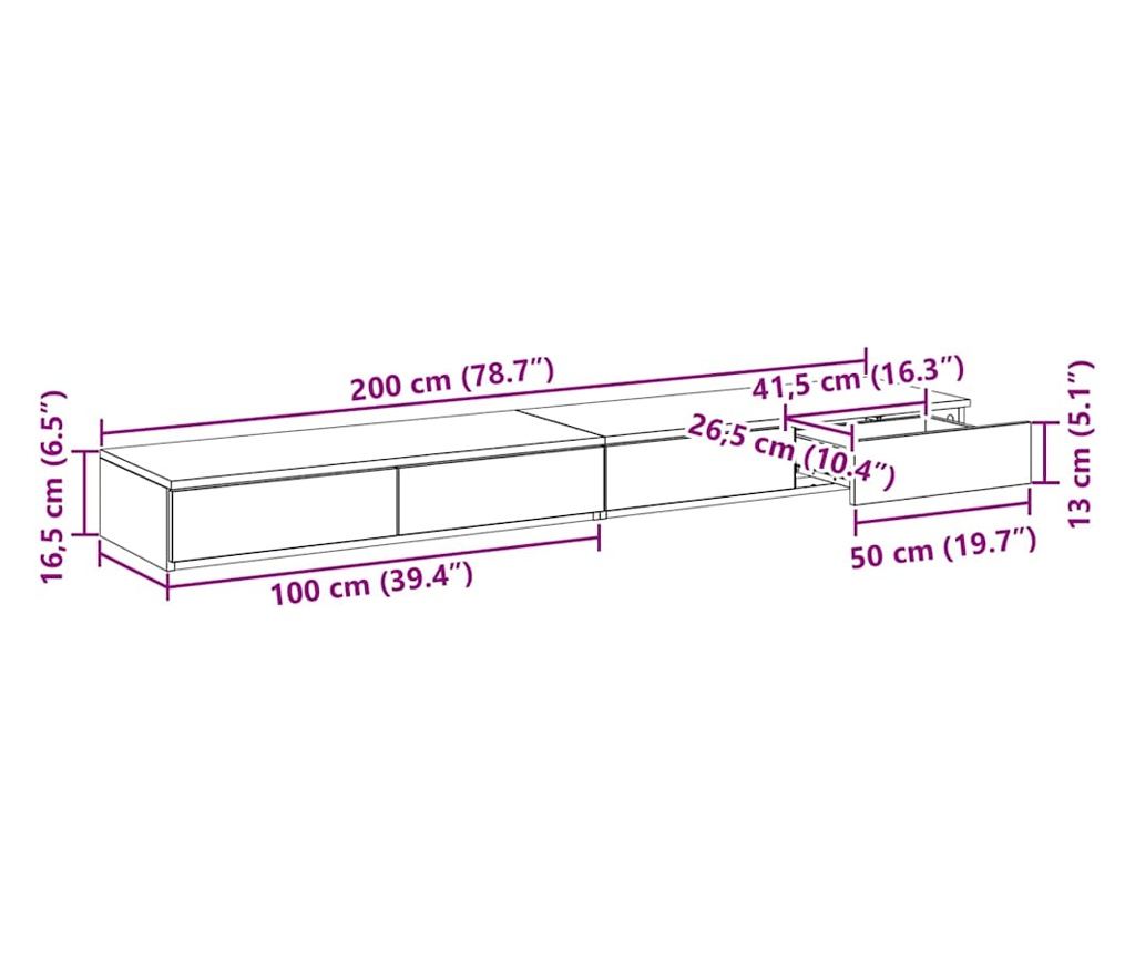 Ladica za krevet Sonoma hrast 200 x 36,5 x 16,5 cm - 12