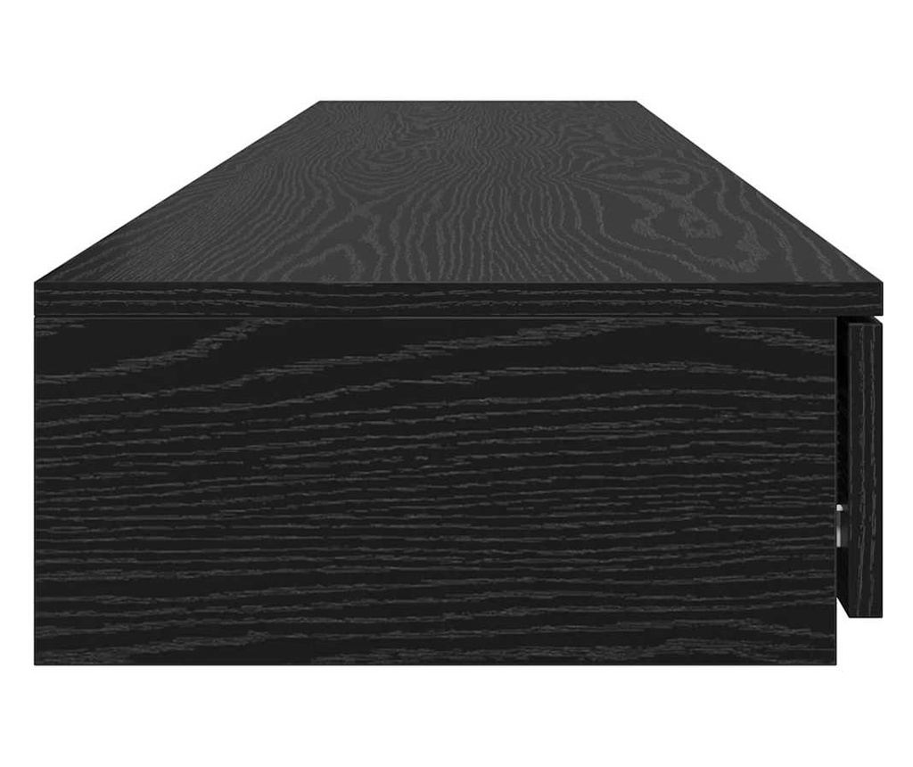 Noćni ormarić s ladicom, crni hrast, 180 x 36,5 x 16,5 cm - 7