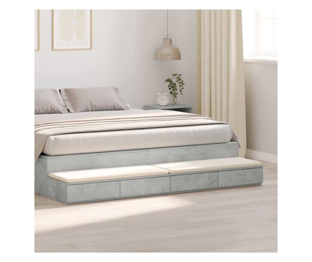 Ladica za krevet betonsko siva 180 x 36,5 x 16,5 cm kompozitno drvo - 2