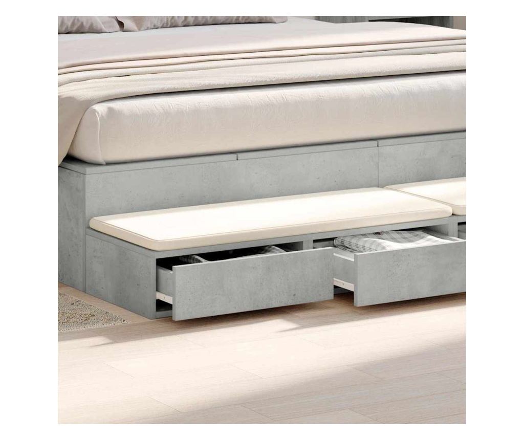 Ladica za krevet betonsko siva 180 x 36,5 x 16,5 cm kompozitno drvo - 4