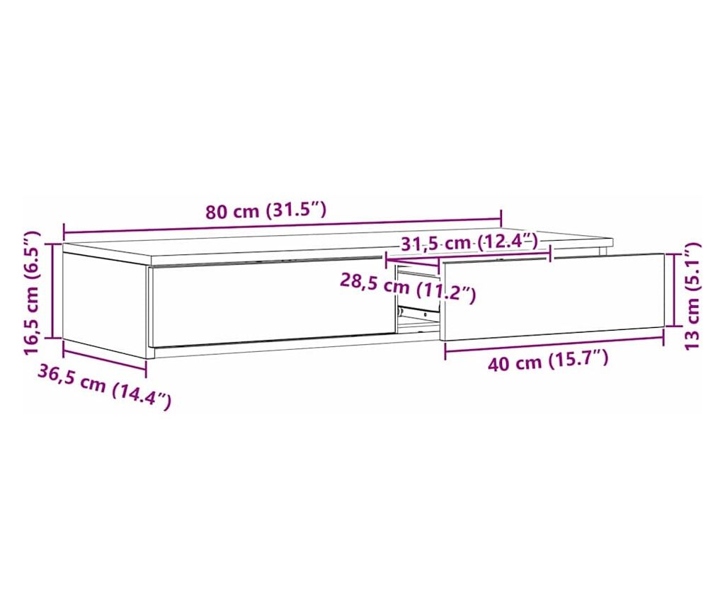 Ladica za krevet crni hrast 80 x 36,5 x 16,5 cm - 12
