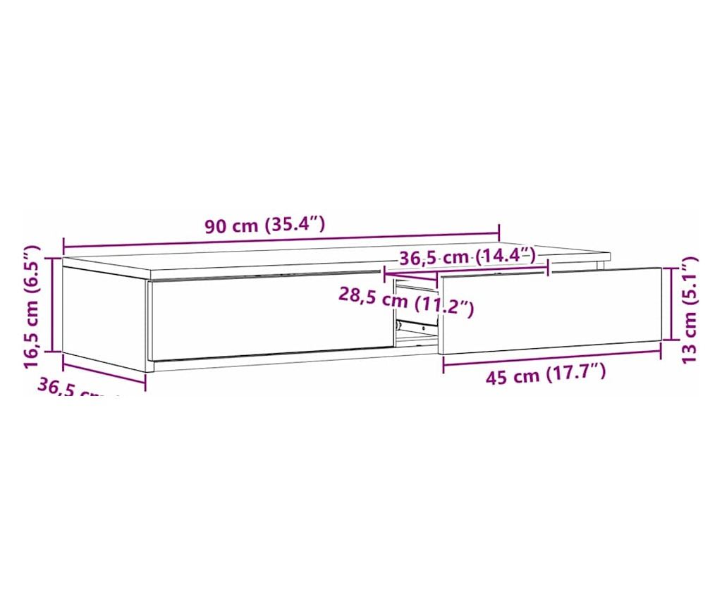 Ladica za krevet crni hrast 90 x 36,5 x 16,5 cm - 12