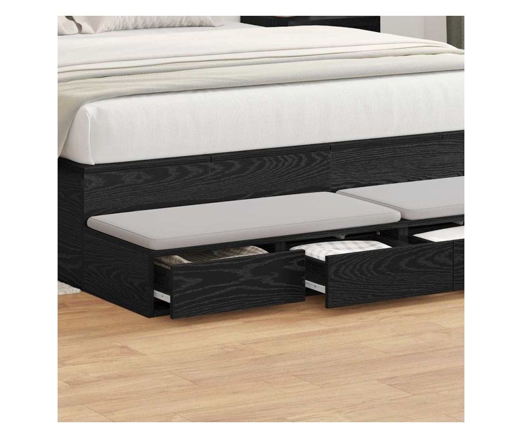 Ladica za krevet Crni hrast 140 x 36,5 x 16,5 cm - 2