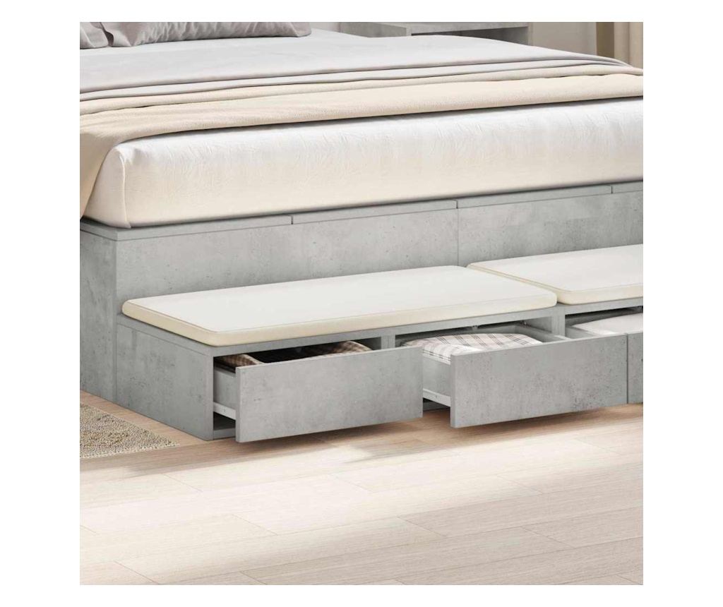 Ladica za krevet betonsko siva 160 x 36,5 x 16,5 cm kompozitno drvo - 5