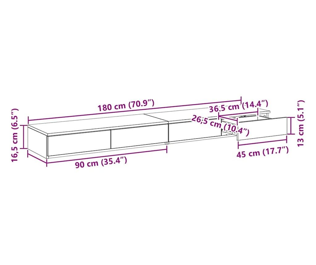 Ladica za krevet Sonoma Oak 180 x 36.5 x 16.5 cm - 12
