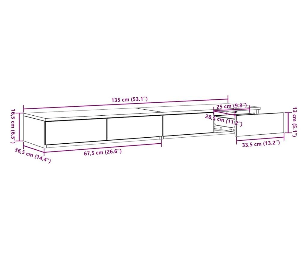 Ladica za krevet Crni hrast 135 x 36.5 x 16.5 cm - 12