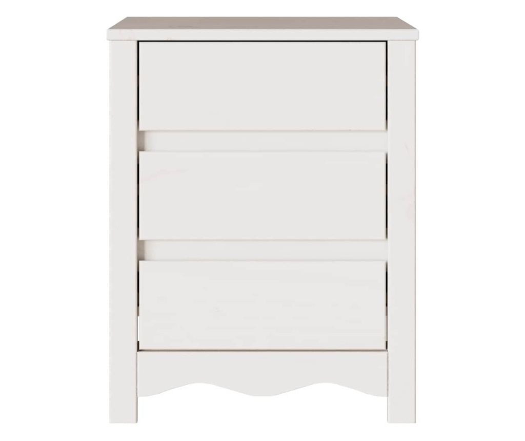 Drammen bijeli noćni ormarić 45 x 35 x 56 cm od punog borovog drveta - 7