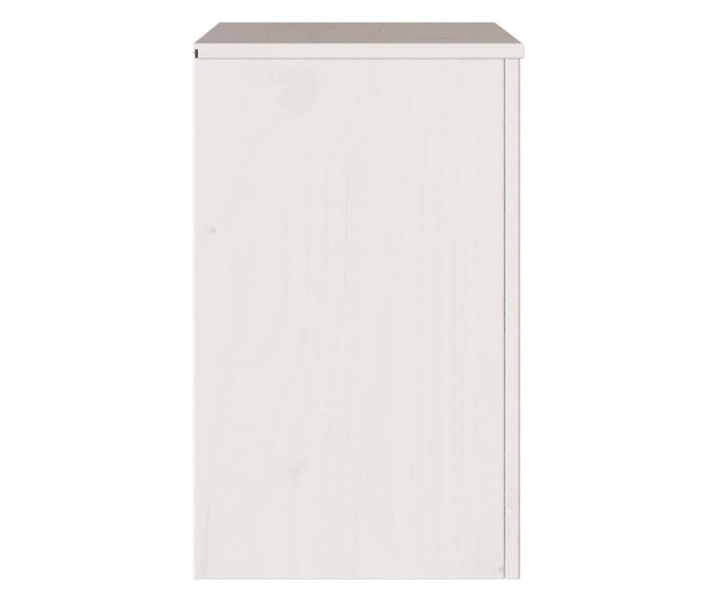 Drammen bijeli noćni ormarić 45 x 35 x 56 cm od punog borovog drveta - 8