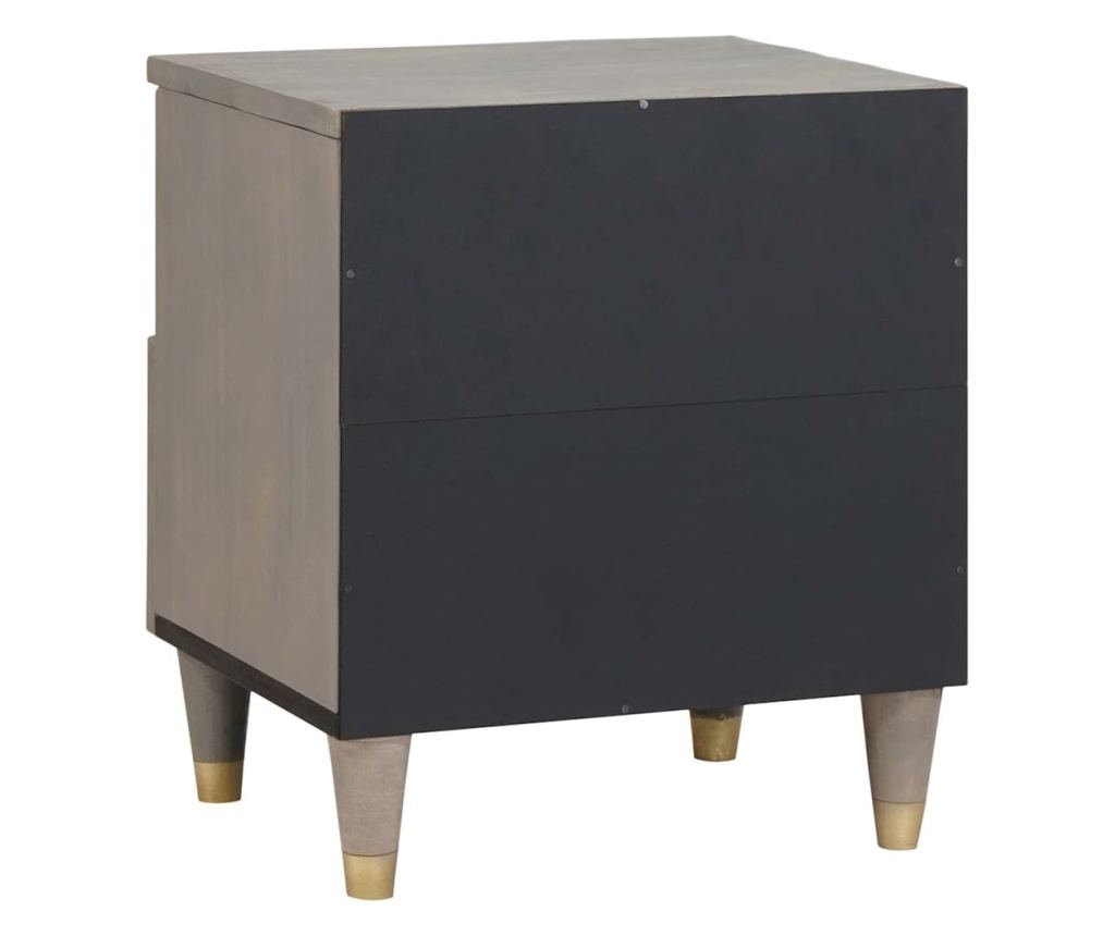 Noćni ormarić 2 kom sivi 40x33x46 cm masivno drvo manga - 6