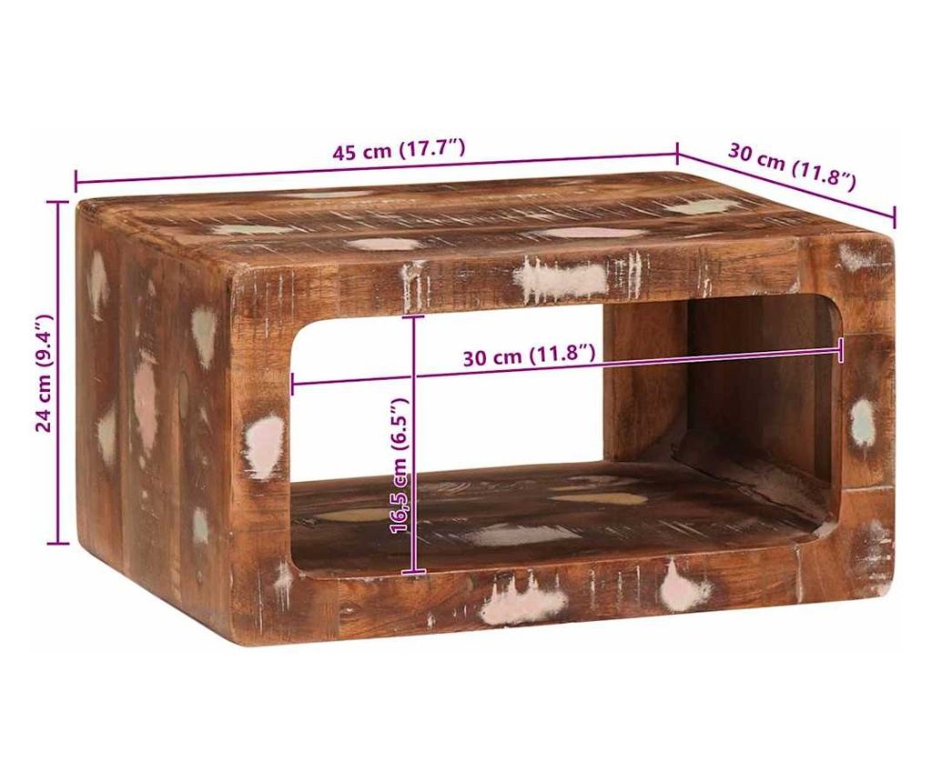Noćni ormarić 45 x 30 x 24 cm od masivnog recikliranog drva - 19