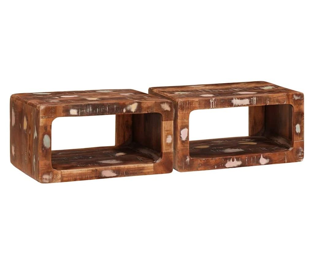 Noćni ormarić 45 X 30 X 24 Cm od masivnog recikliranog drva - 2