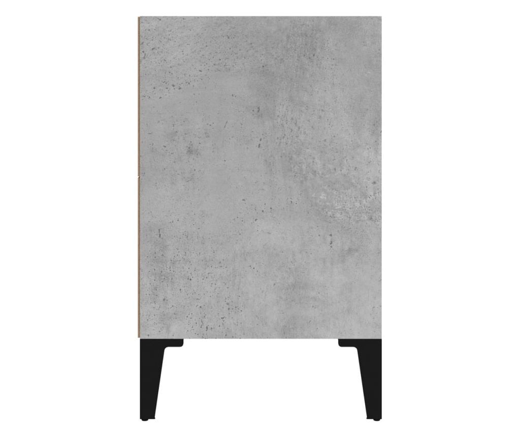 Noćni ormarić s metalnim nogama, betonsko siva, 40x30x50 cm - 5