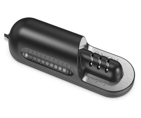 Ascutitor de Cutite Electric, Orient, Profesional, 3 Nivele de ascutire, Baza antiaderenta, Otel, Negru