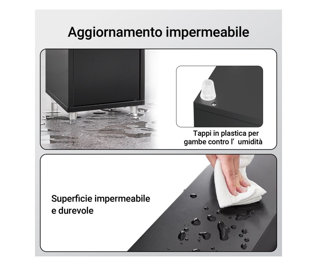 SoBuy Στενή Στήλη Μπάνιου με Ρυθμιζόμενα Ράφια και Συρτάρι, Μαύρο, MDF - 9