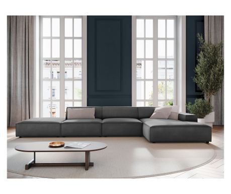 Kutna garnitura Micadoni Home 536111, Jodie, siva, 70x166x341 cm