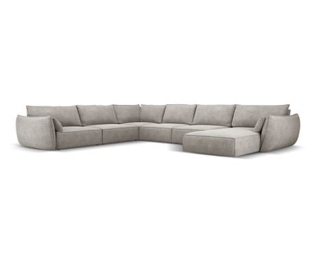 Τριθέσιος καναπές σε σχήμα U Micadoni Home 536436, Kaelle, ανοιχτό γκρι, 85x284x384 εκ.