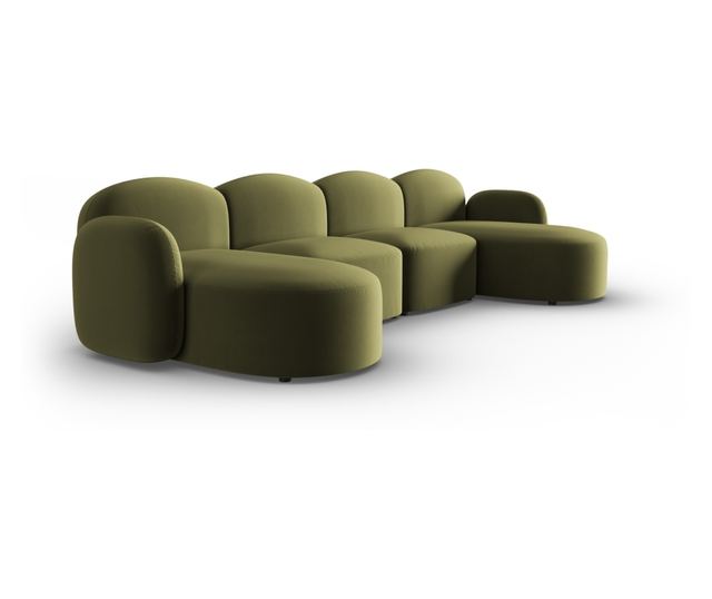 Micadoni Home Blair U-Shaped Sectional Sofa, Light Green