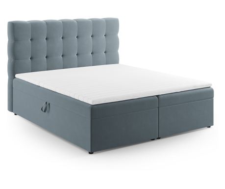 Boxspring Κρεβάτι Micadoni Home 537647, Mamaia, Απαλό Μπλε, Επιφάνεια Ύπνου 140x200 εκ.