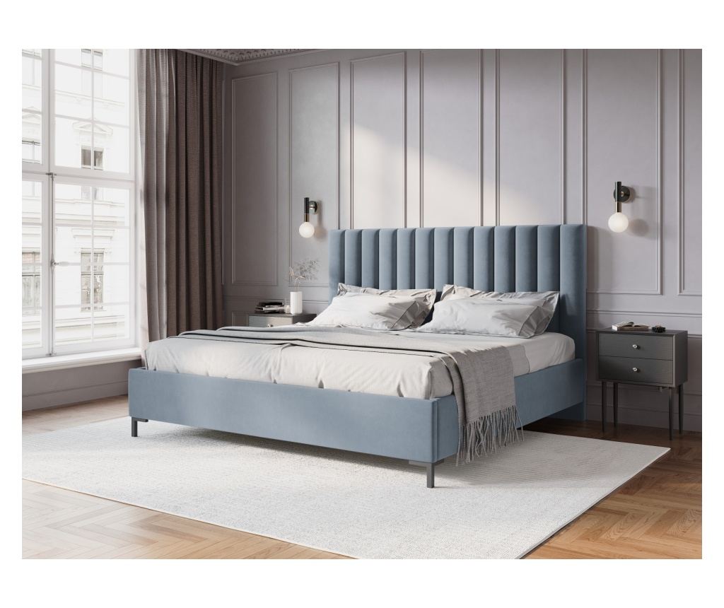 Κρεβάτι Micadoni Home 537891, Allison, Γαλάζιο, Επιφάνεια Ύπνου 160x200 εκ. - 2