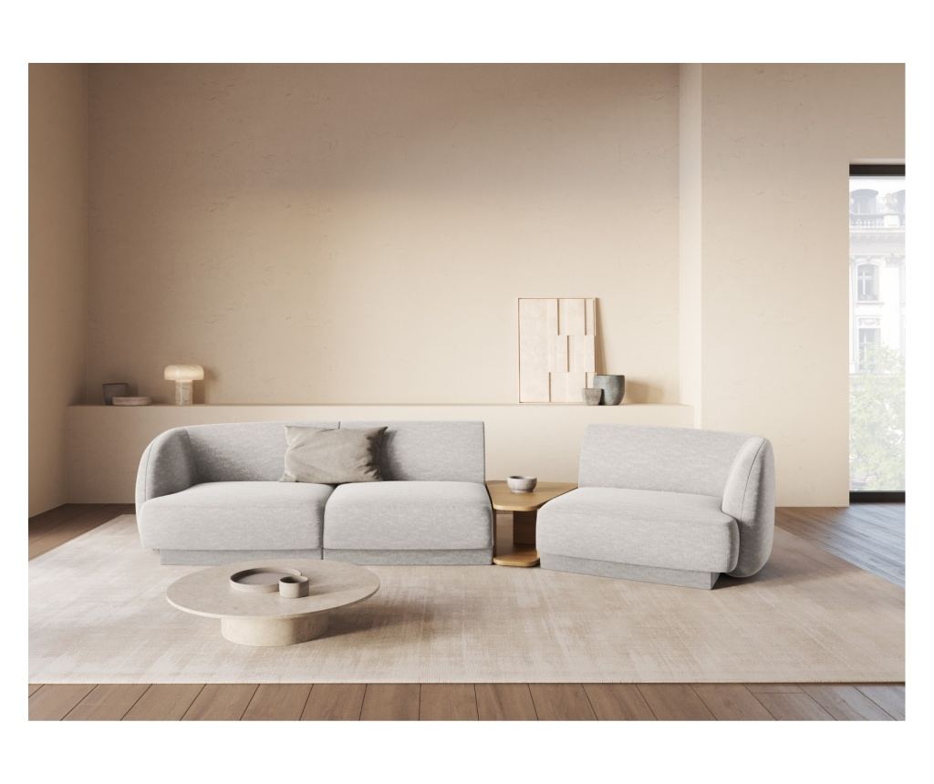Micadoni Home Miley Модулен ъглов диван, Светлосив - 2