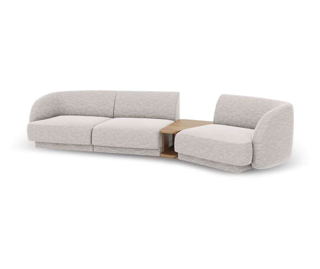 Micadoni Home Miley Модулен ъглов диван, Светлосив - 4