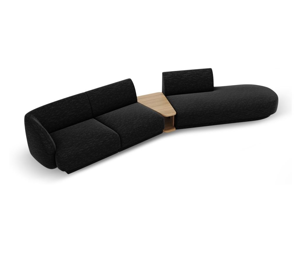 Moduláris sarokkanapé Micadoni Home 538458, Miley, fekete, 70x153x358 cm - 3