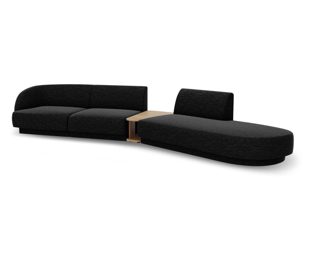 Moduláris sarokkanapé Micadoni Home 538458, Miley, fekete, 70x153x358 cm - 4