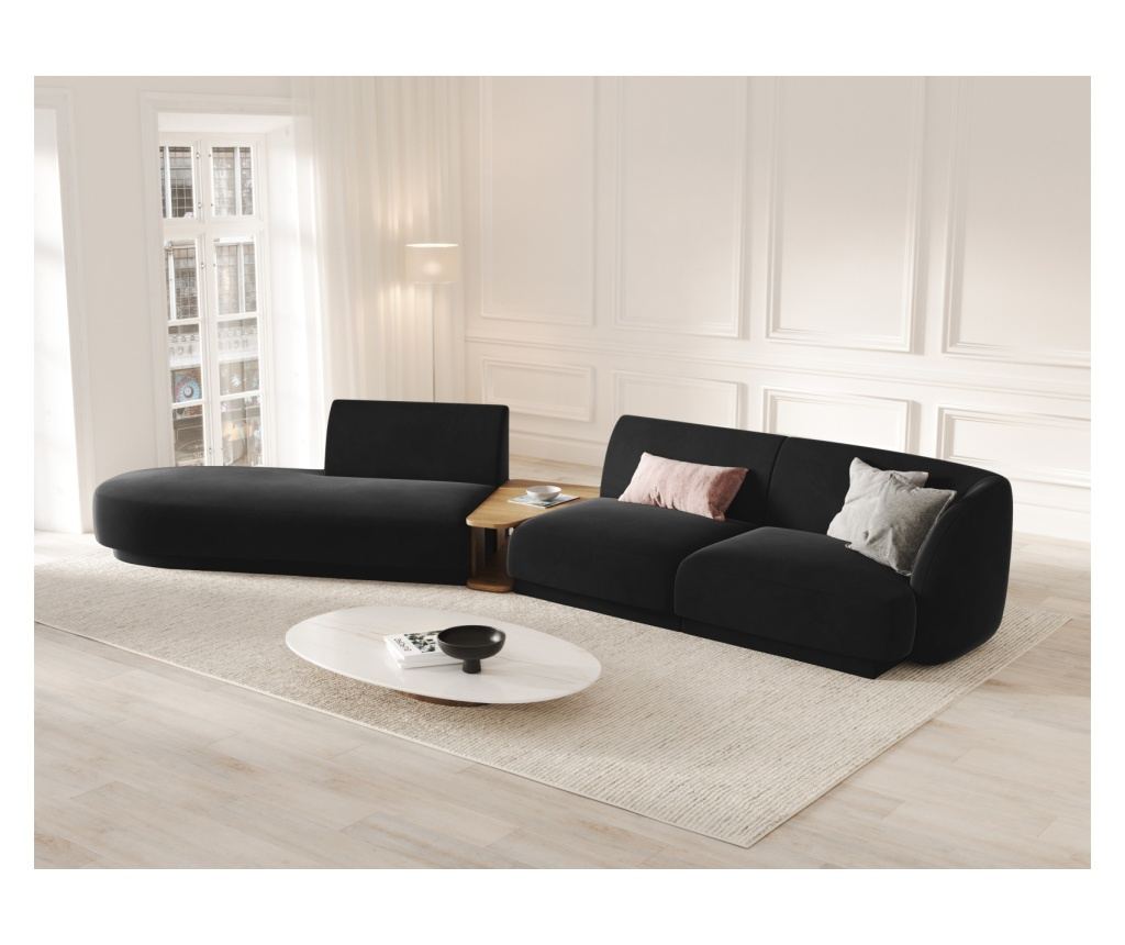 Moduláris sarokkanapé Micadoni Home 538458, Miley, fekete, 70x153x358 cm - 3
