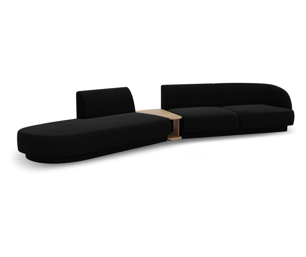 Moduláris sarokkanapé Micadoni Home 538458, Miley, fekete, 70x153x358 cm - 7