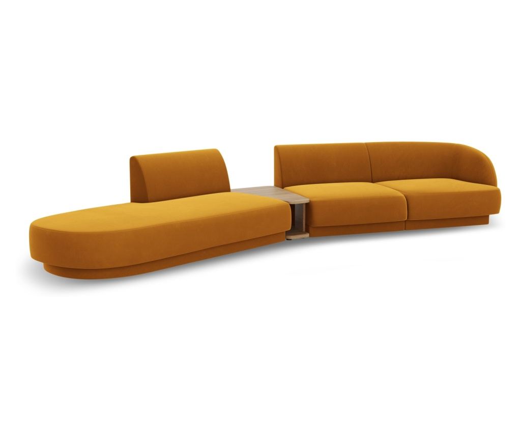 Moduláris sarokkanapé Micadoni Home 538458, Miley, sárga, 70x153x358 cm - 4