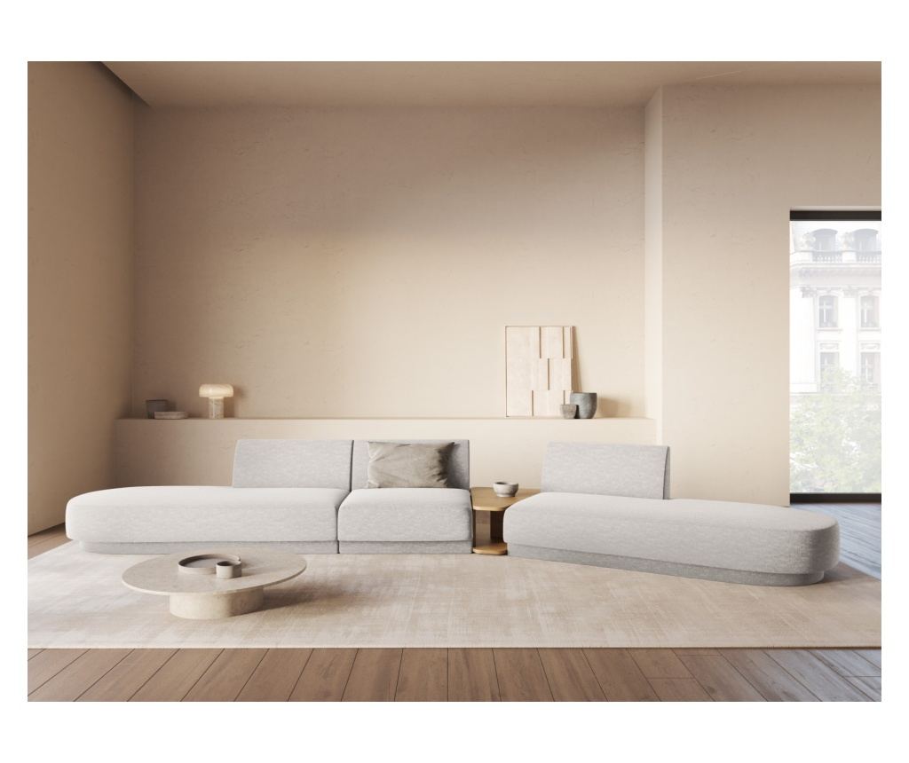 Moduláris sarokülés Micadoni Home 538488, Miley, világos szürke, 70x154x430 cm - 2