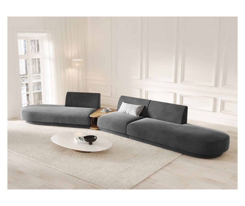 Moduláris sarokkanapé Micadoni Home 538488, Miley, szürke, 70x154x430 cm - 2