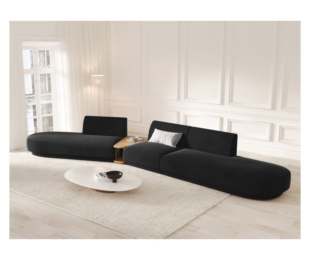 Moduláris sarokkanapé Micadoni Home 538488, Miley, fekete, 70x154x430 cm - 2