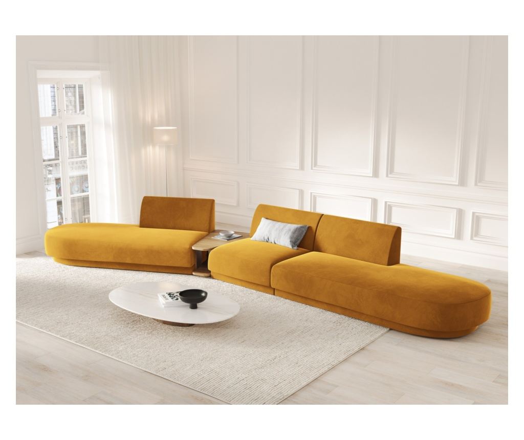 Moduláris sarokkanapé Micadoni Home 538488, Miley, sárga, 70x154x430 cm - 2