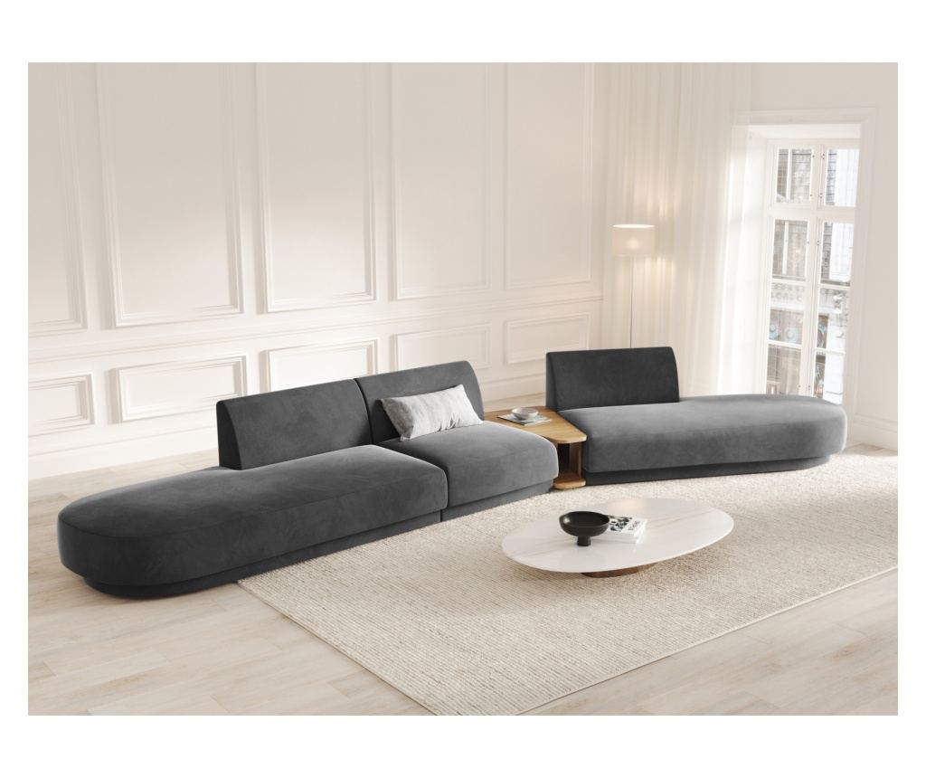 Moduláris sarokkanapé Micadoni Home 538488, Miley, szürke, 70x154x430 cm - 2