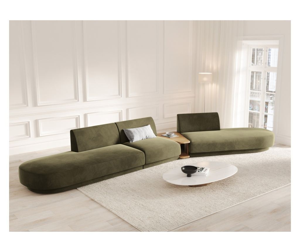 Moduláris sarokkanapé Micadoni Home 538488, Miley, zöld, 70x154x430 cm - 2