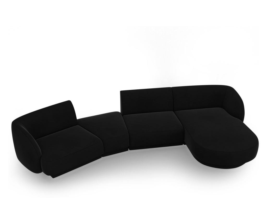 Moduláris sarokgarnitúra Micadoni Home 538518, Miley, fekete, 70x160x325 cm - 2